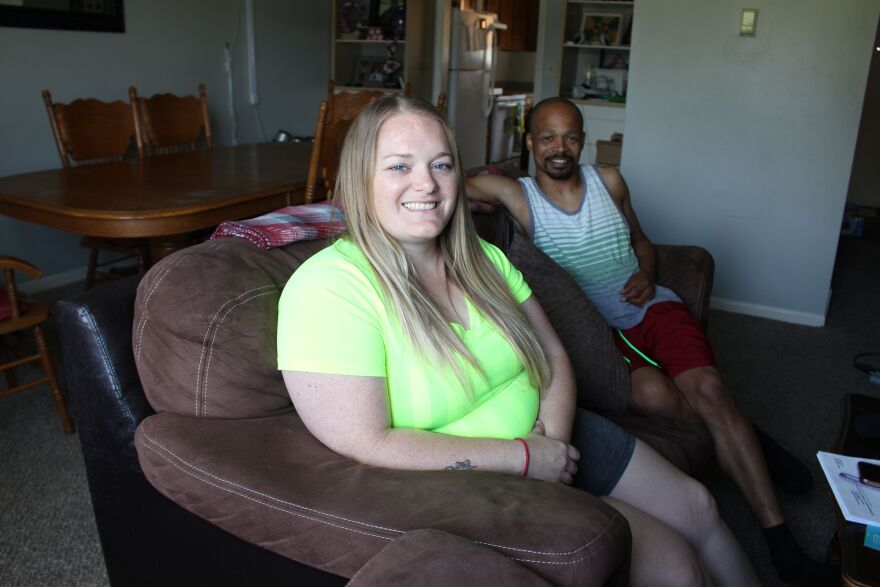 Emily Tavis and Jacob Gooch Sr. opened a new credit card to help cover the expenses they’ve accrued since both were shot at the Kansas City Chiefs Super Bowl parade in February. Gooch’s son was also shot. Tavis says she hopes the money coming from the United Way’s #KCStrong fund and other resources will be enough to pay off their cards.