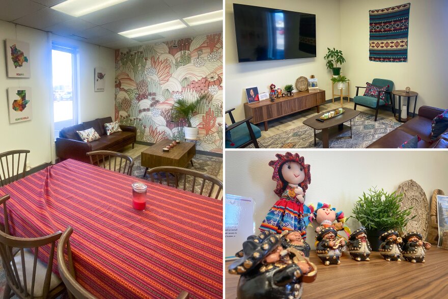 Latino Behavioral Health Services is decorated with traditional tapestries from Utah Peruvian textile makers and things staff bring back from their countries when they visit.
