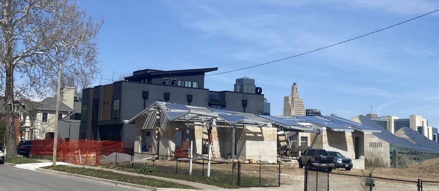 New homes being build against the skyline of Kansas City, Missouri