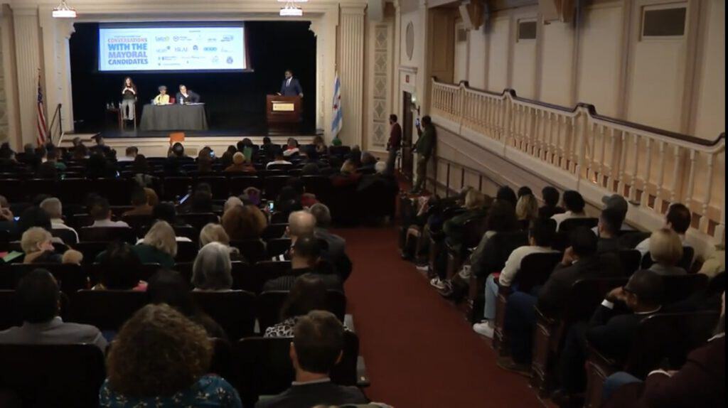Chicago mayoral candidates Johnson and Vallas debate on Black and Brown community issues.