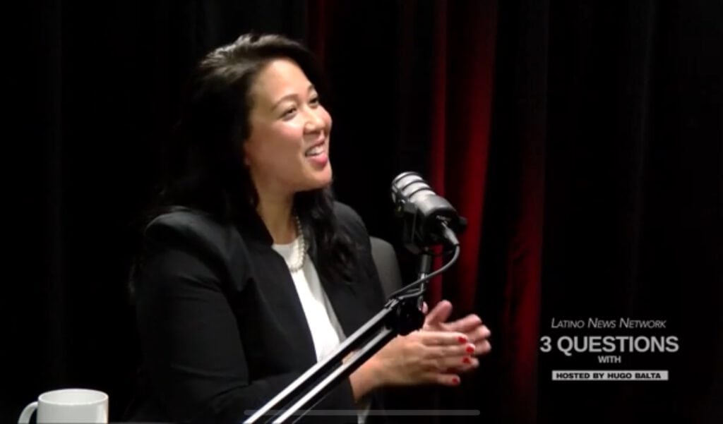 Debbie Rafael Shanley speaking at Latino News Network about building trust in the community.