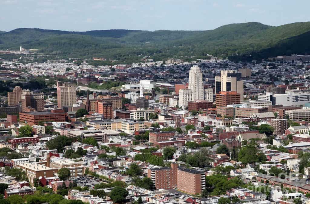 Urban skyline of Reading, Pennsylvania, highlighting local initiative and community progress.