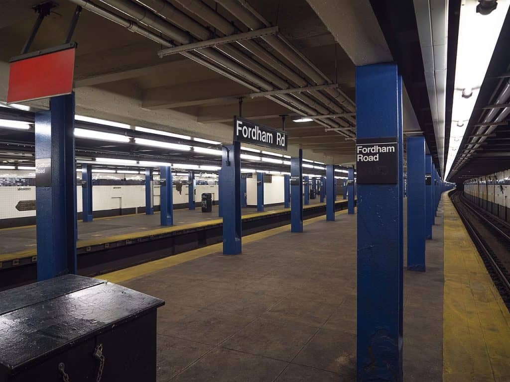 Bronx subway station near Fordham University in the Bronx, NYC.