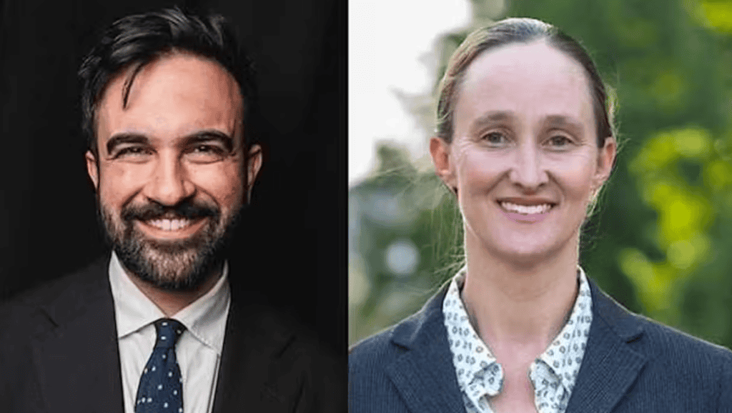 A Latino man and woman smiling outdoors, representing diverse leadership in local politics.