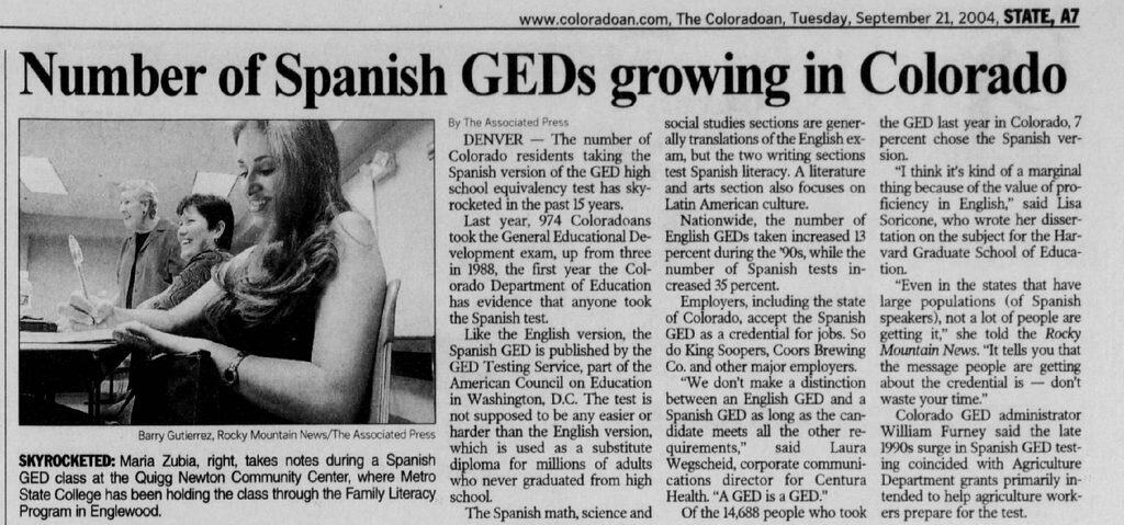 Spanish GEDs growing in Colorado, supporting Latino education and workforce development.
