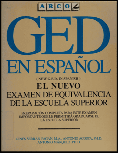 Book cover of 'GED en Español' for high school equivalency exam preparation.