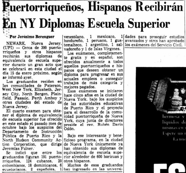 Hispanic graduates receive high school diplomas in New York City.