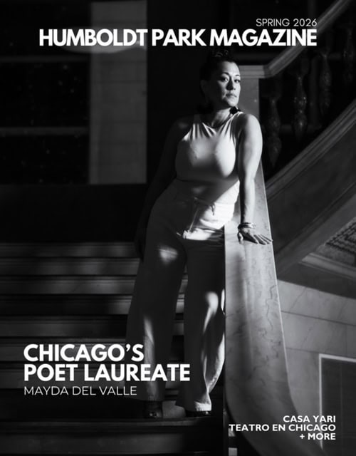 Portrait of Mayda del Valle on staircase in black and white.